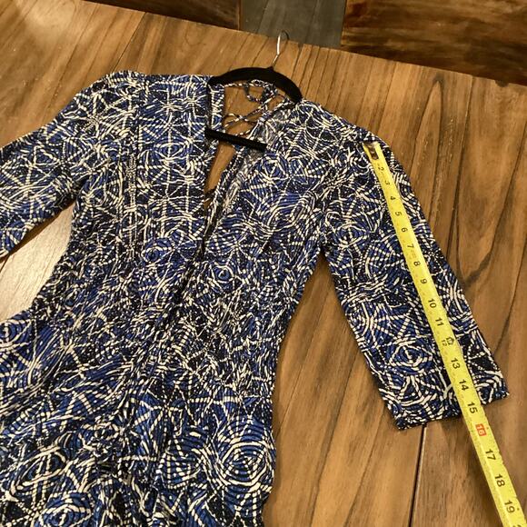 Maje Rufflani Ruffled 3/4 sleeve blue Midi Dress size 36 US 2 / 4 - Picture 7 of 10